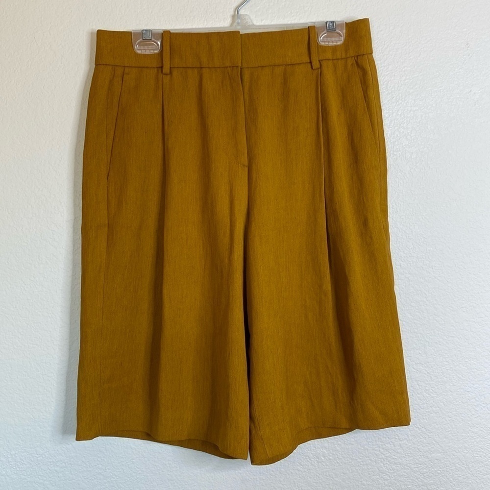 J. Crew Collection pleated linen dress shorts women’s 6 six camel EUC